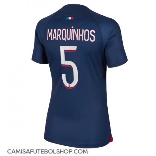 Camisa de time de futebol Paris Saint-Germain Marquinhos #5 Replicas 1º Equipamento Feminina 2023-24 Manga Curta